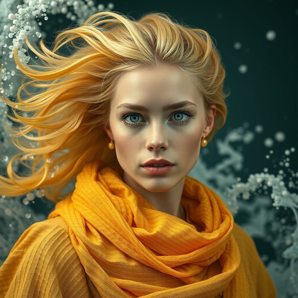 динамический ракурс, женщина-океанианка, большая грудь, шеде...