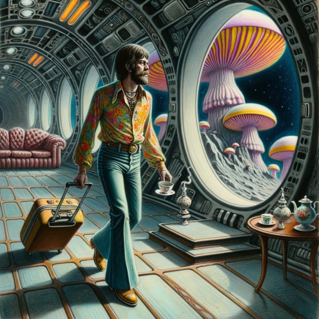 Symbolist Space Hippie Awaits Alien Arrival