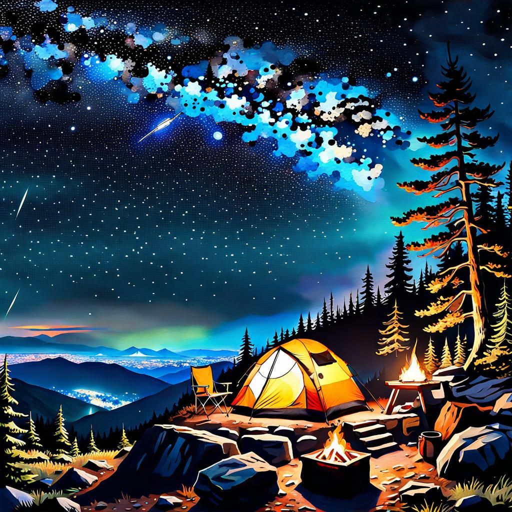 Night camp underneath the stars