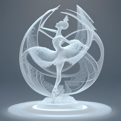 Ballet Dancer Ice Sculpture with Abstract Fractals