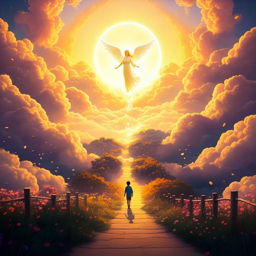Boy's Journey to Eternity Guided by Angel
