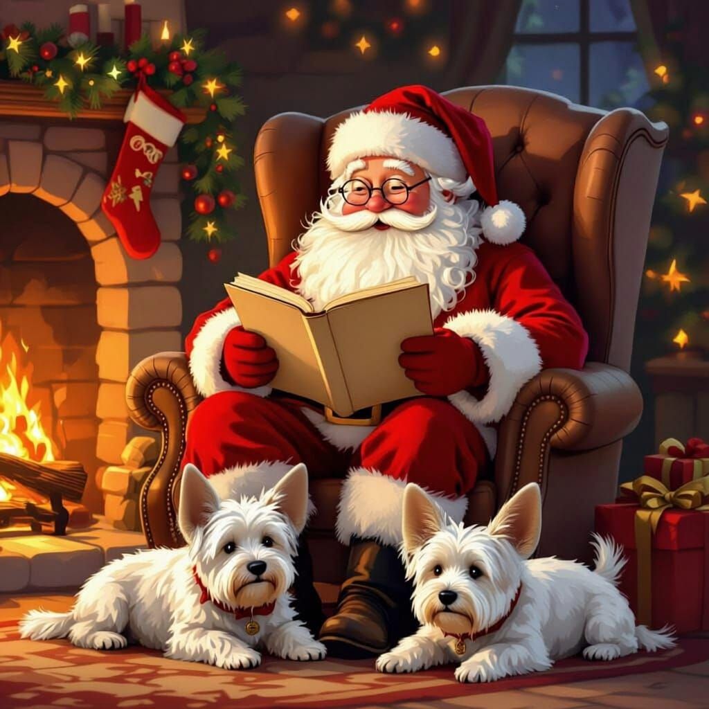 Santa Claus Reviews Naughty and Nice List by Firelight