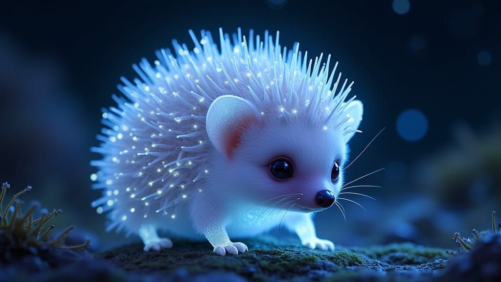 Glowing Chibi Hedgehog Illuminates the Galactic Night
