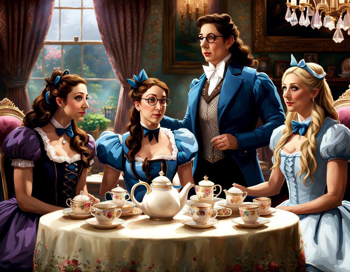 Women's Tea Party in Kinkade-Inspired Wonderland Style