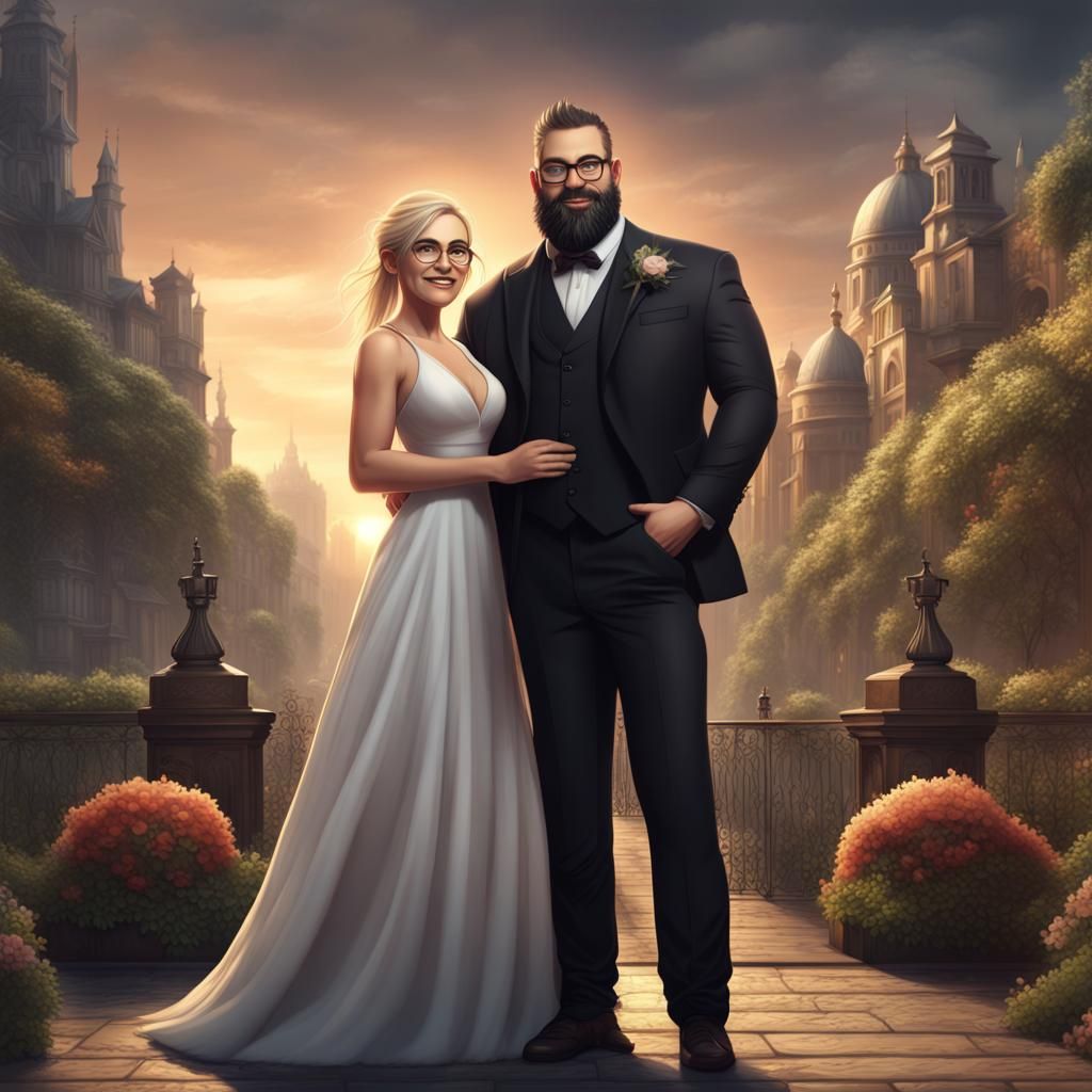 Happy Couple's Wedding Day in Detailed Matte Painting