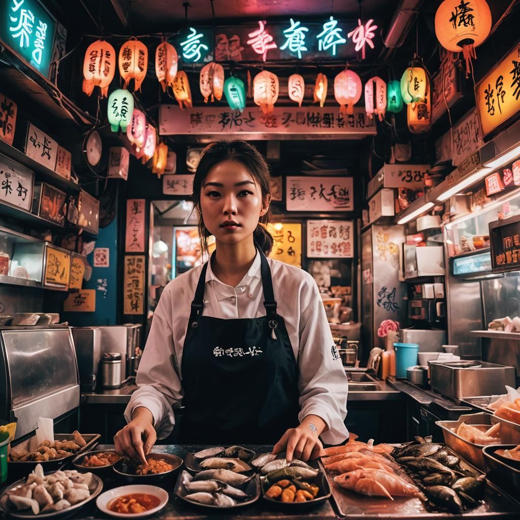 Vibrant Urban Fantasy Street Art at Night