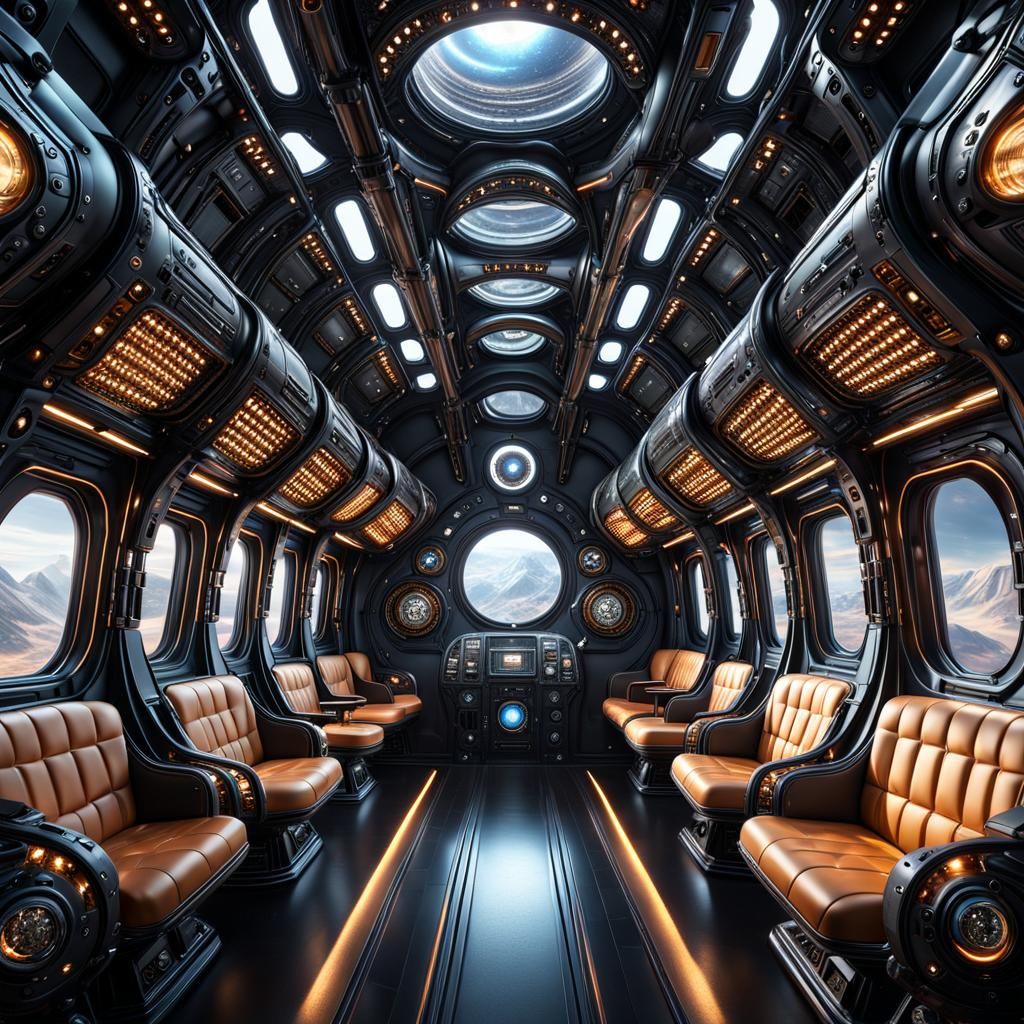 Galactic Spaceship Interior with Steampunk Engine