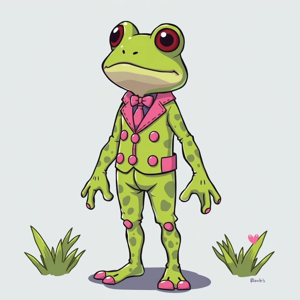 Frog in a Vibrant Pink Suit
