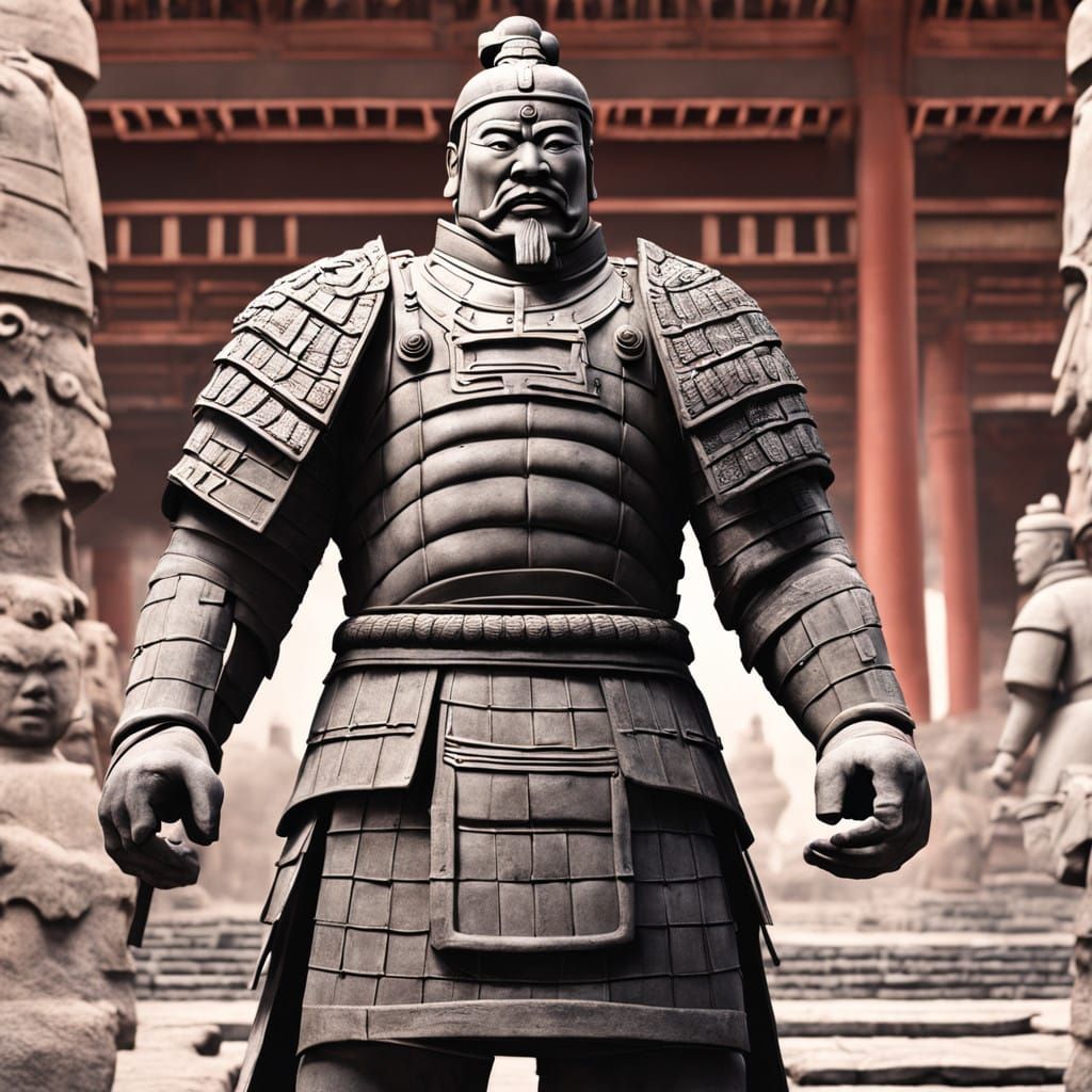 Sculpted God of Ancient Wars in Earthy Hues