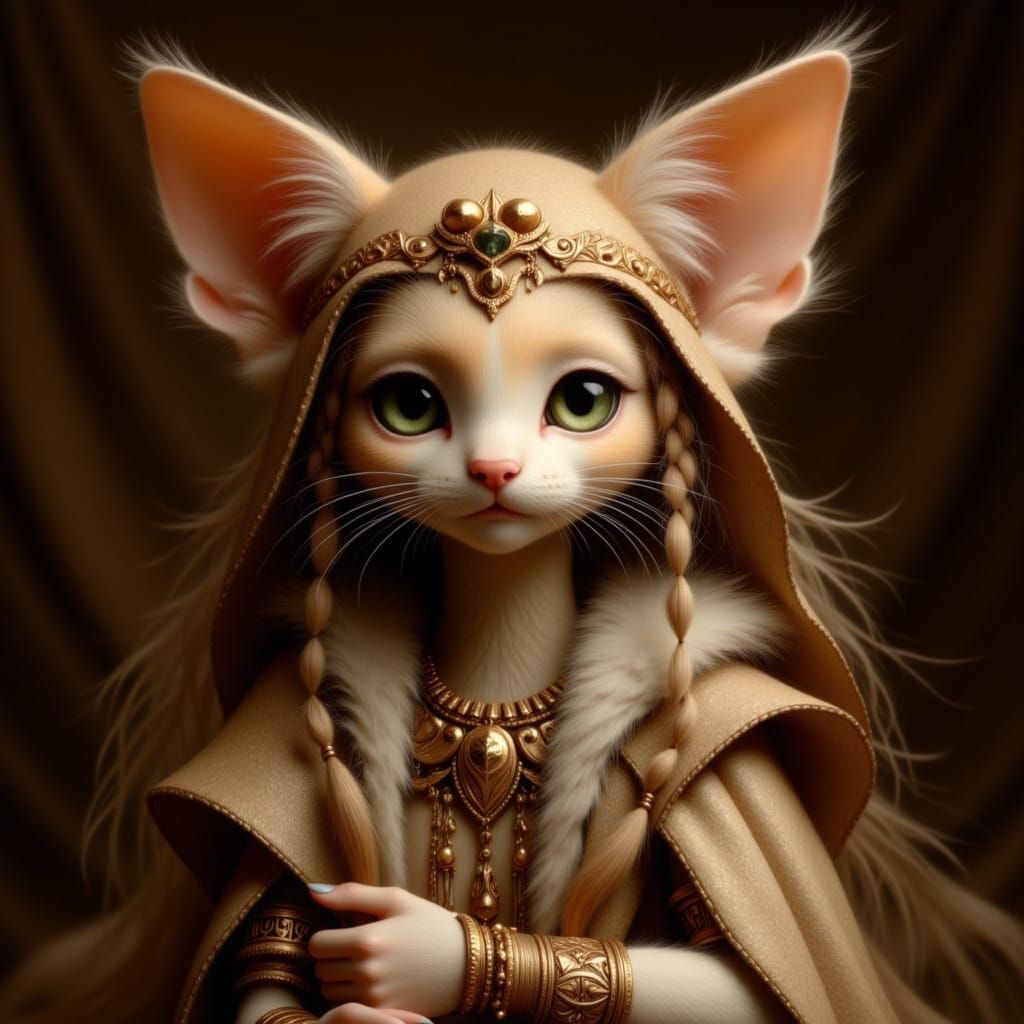 Egyptian Nekomimi Portrait in Doux Baroque Style