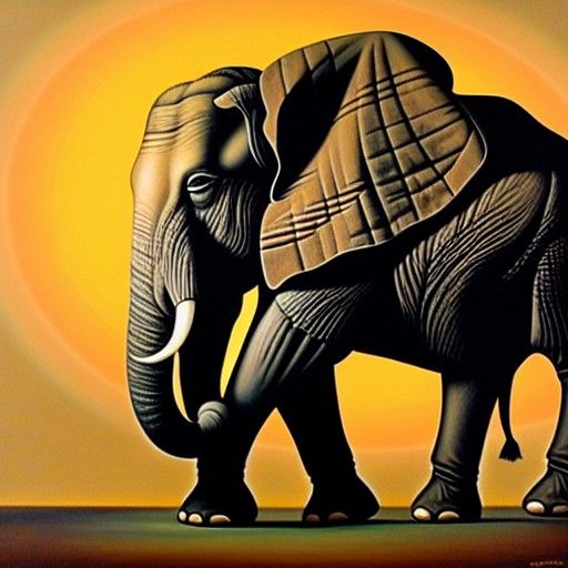 Elephant in Room, Oil Painting