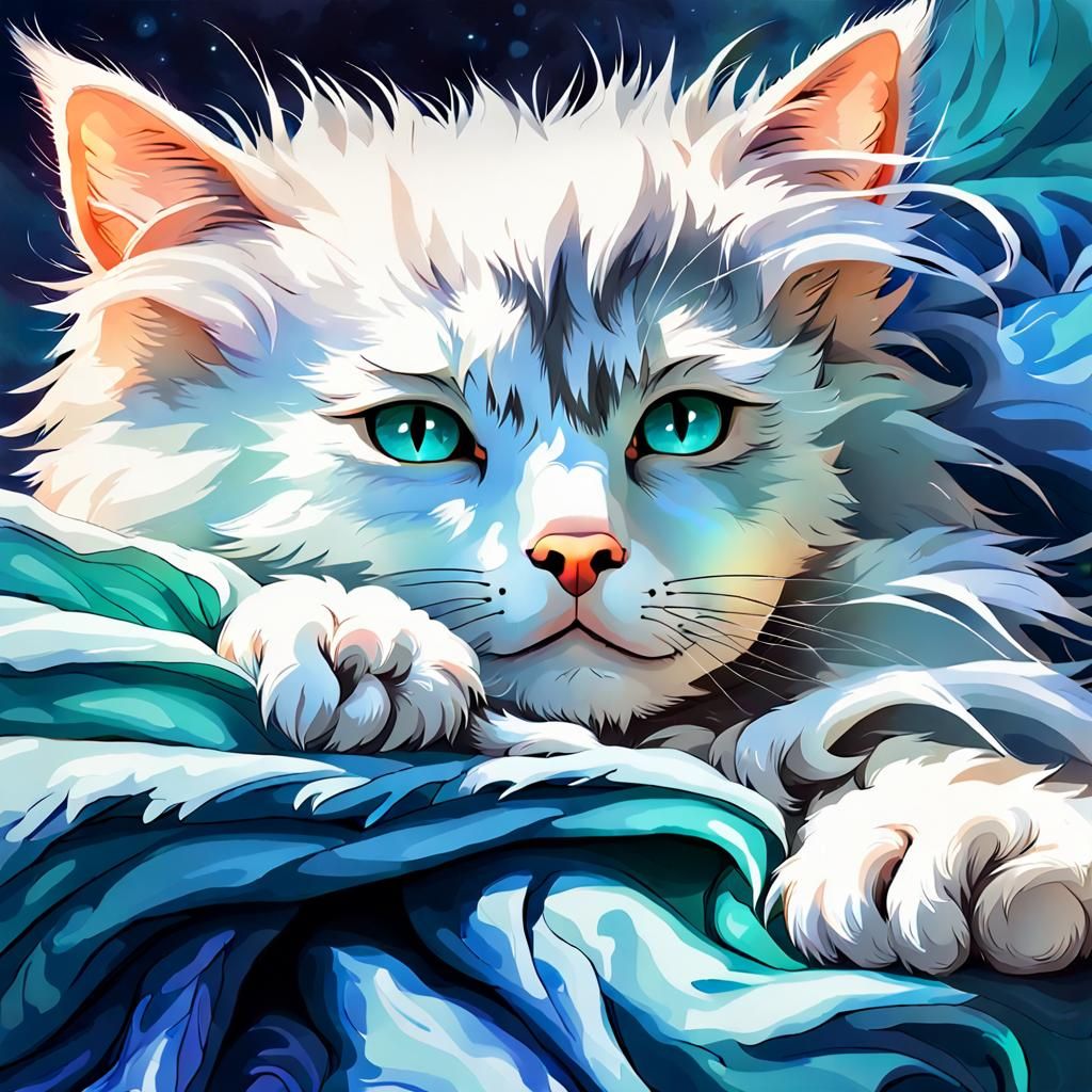 Watercolor Kitten Portrait on Baby Blanket