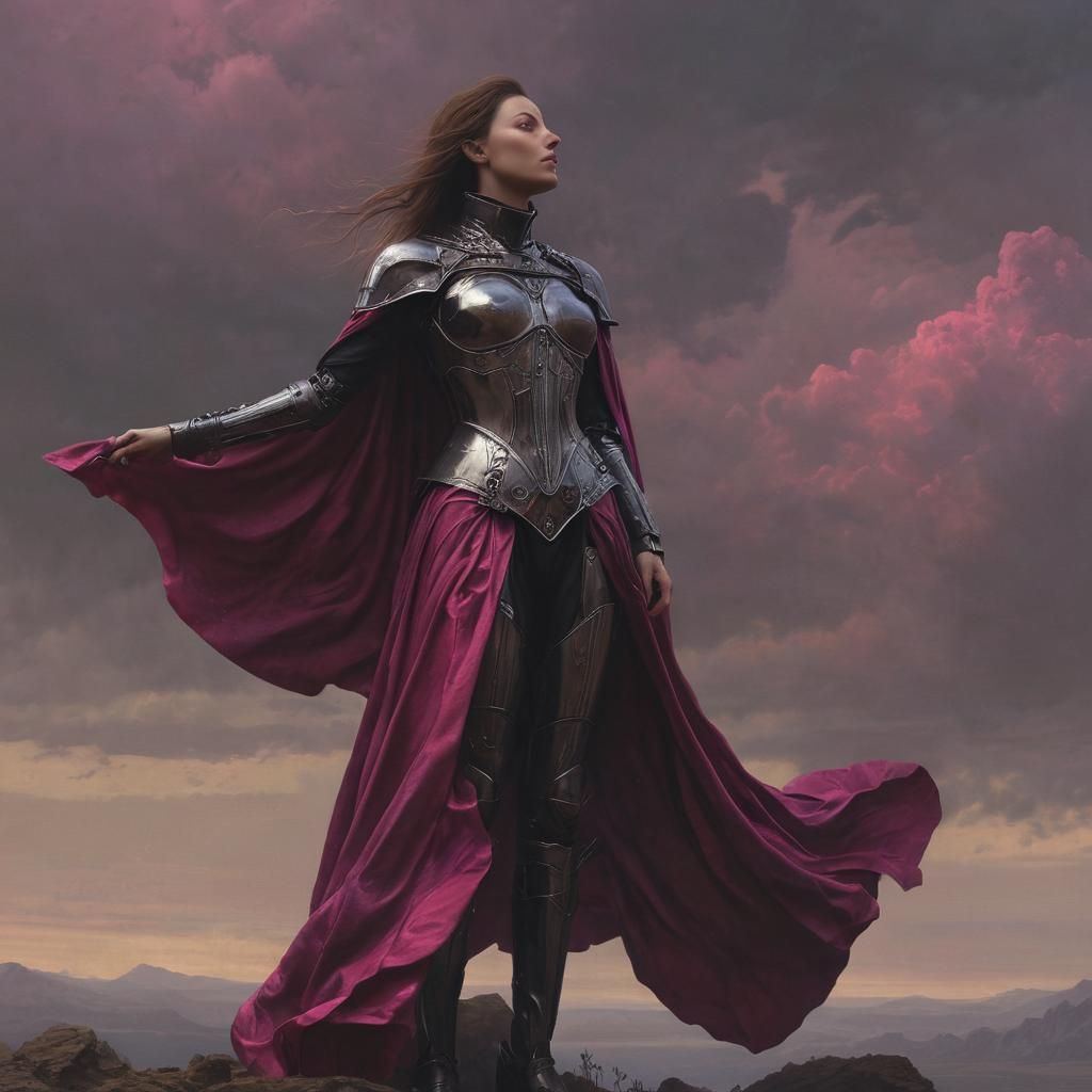 Woman in Chrome Armor, Renaissance Dark Fantasy