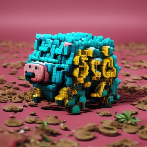 Adorable Pixel Art Pigs in a Sunny Farm Field