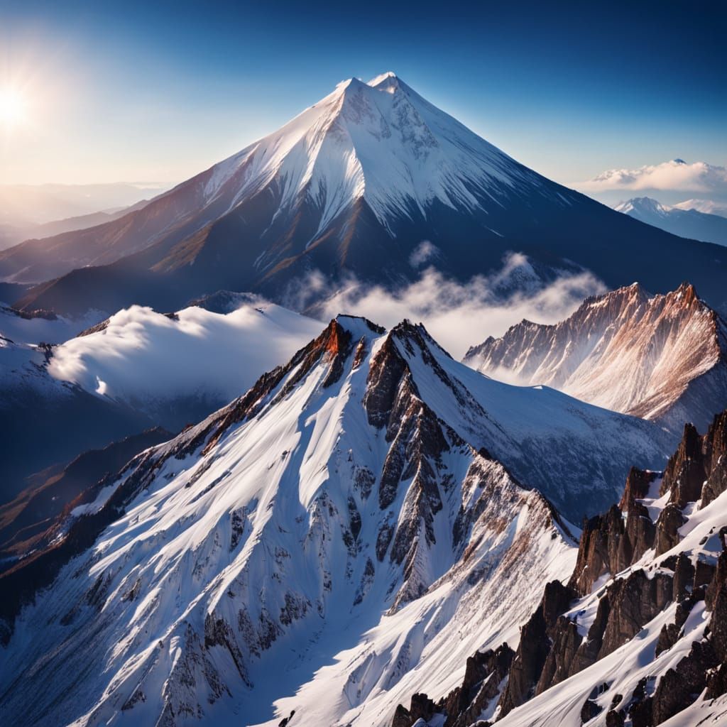 Snowy Chinese Mountain Meets Fiery Volcano