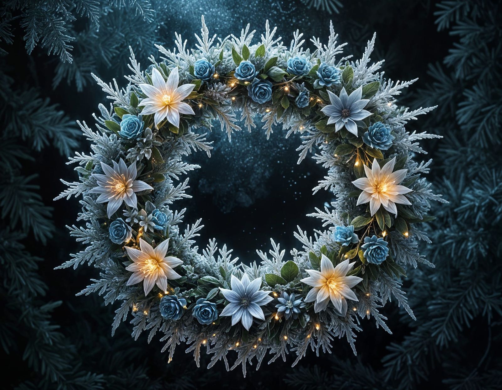 Glowing Florist's Frosty Christmas Wreath