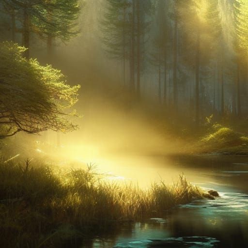 Cottagecore Creek in Enchanted Spring Forest