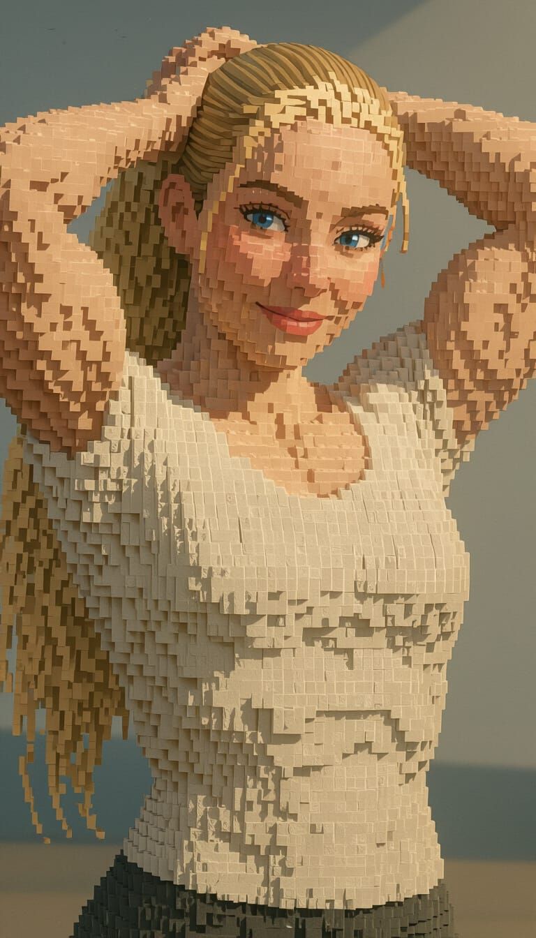 LEGO Woman: A Digital Illustration in Semi-Realistic Style