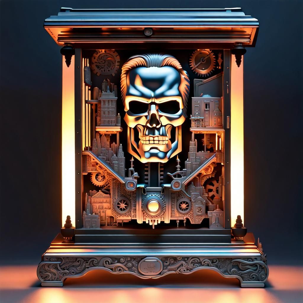 Terminator Cuckoo Clock with Animated Schwarzenegger