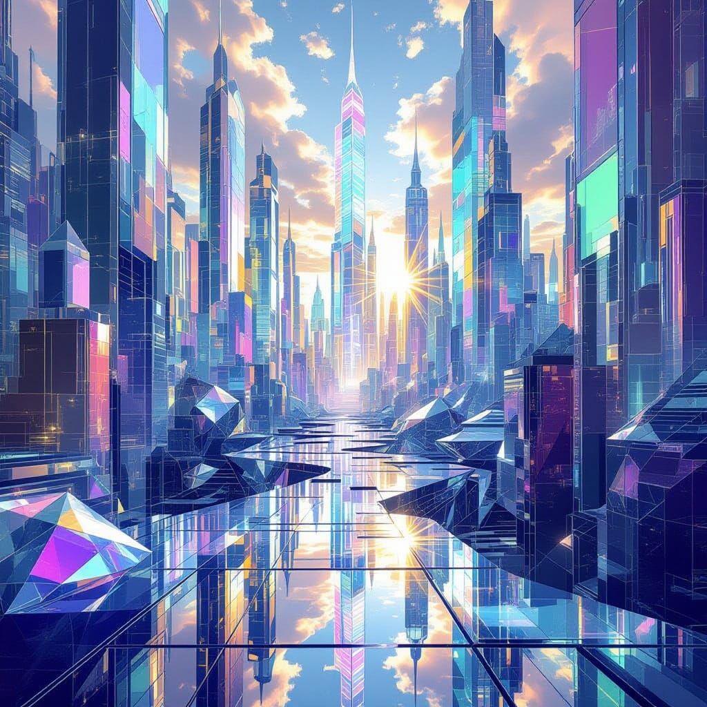 Dazzling Crystalline City of Light and Color