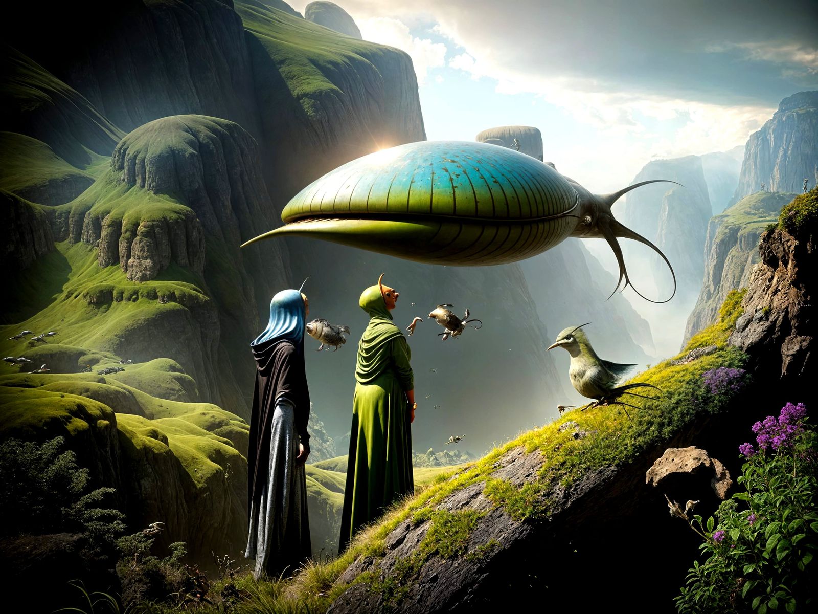 Alien Cartoon Party in Surrealist Style