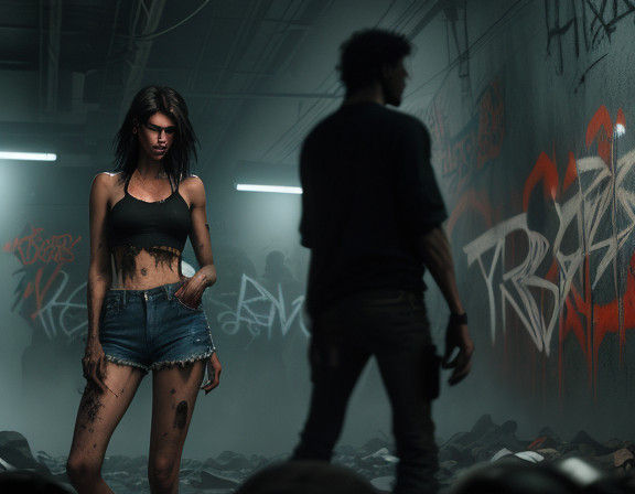 Moody Woman in Gritty Nightclub, Shot in Cinematic Style