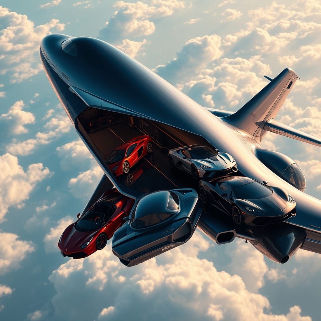 Hyperrealistic Fighter Jet Soars Through Gradient Blue Skies