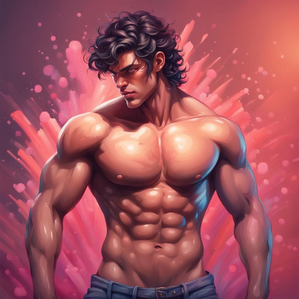Hyperrealistic Portrait of a Muscular Gay Boy