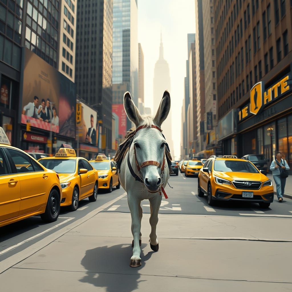 Donkey Walks in New York City: Digital Art