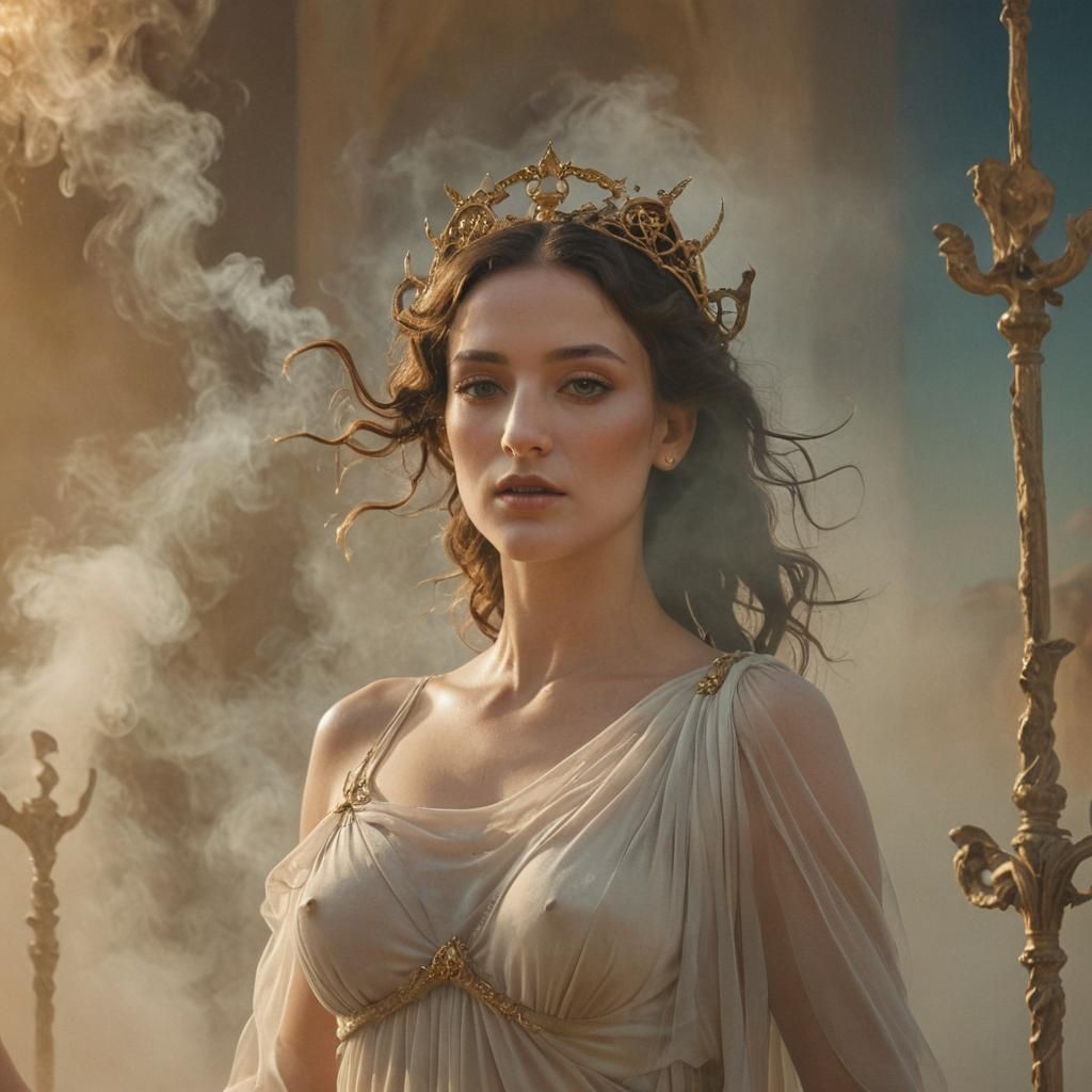 Themis in Dreamlike Surrealist Portrait