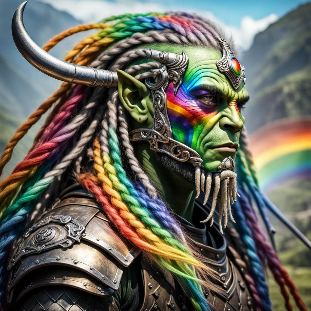 Fierce Orc Warrior with Rainbow Armor
