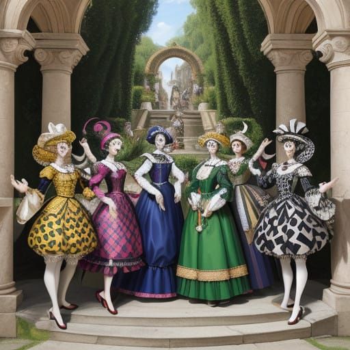 Merry Jesters in Whimsical 16th-Century Italian Setting