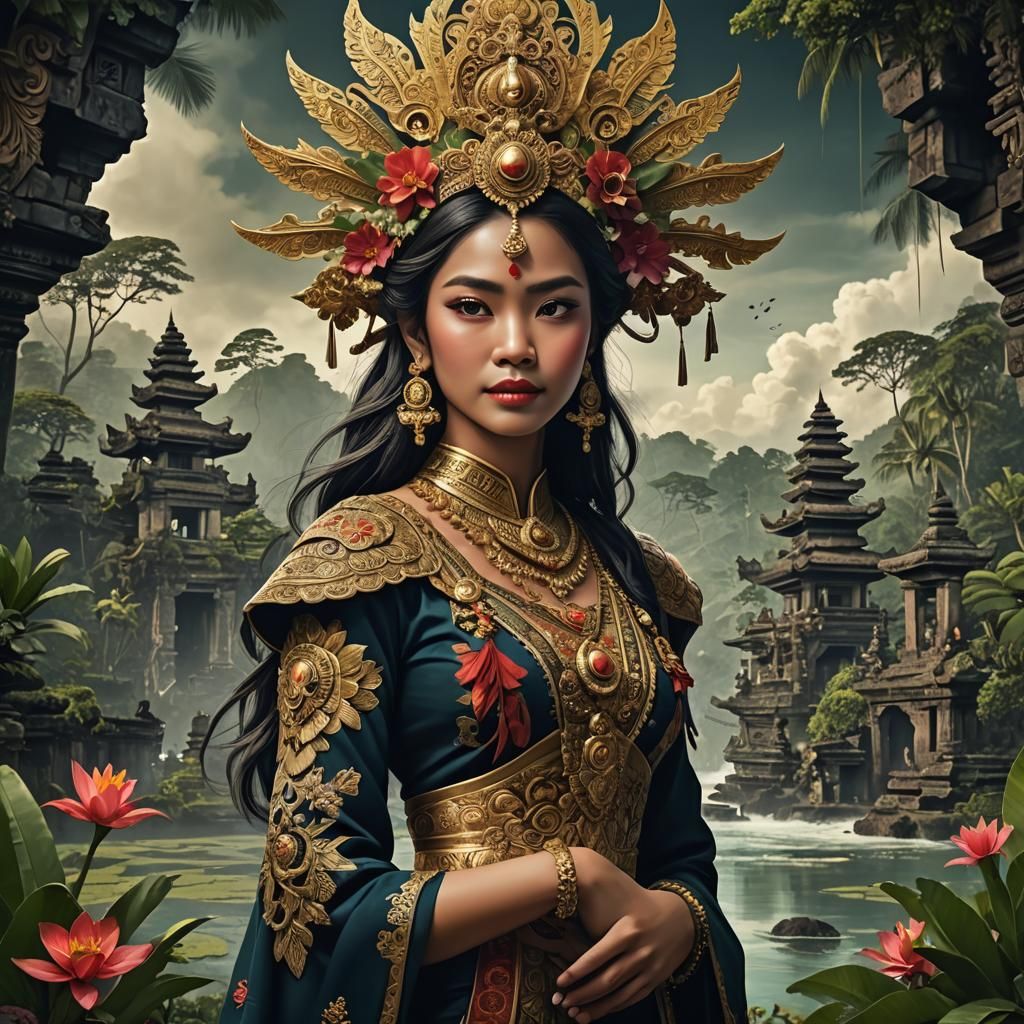 Balinese Dancer in Surreal Fractal Art Style