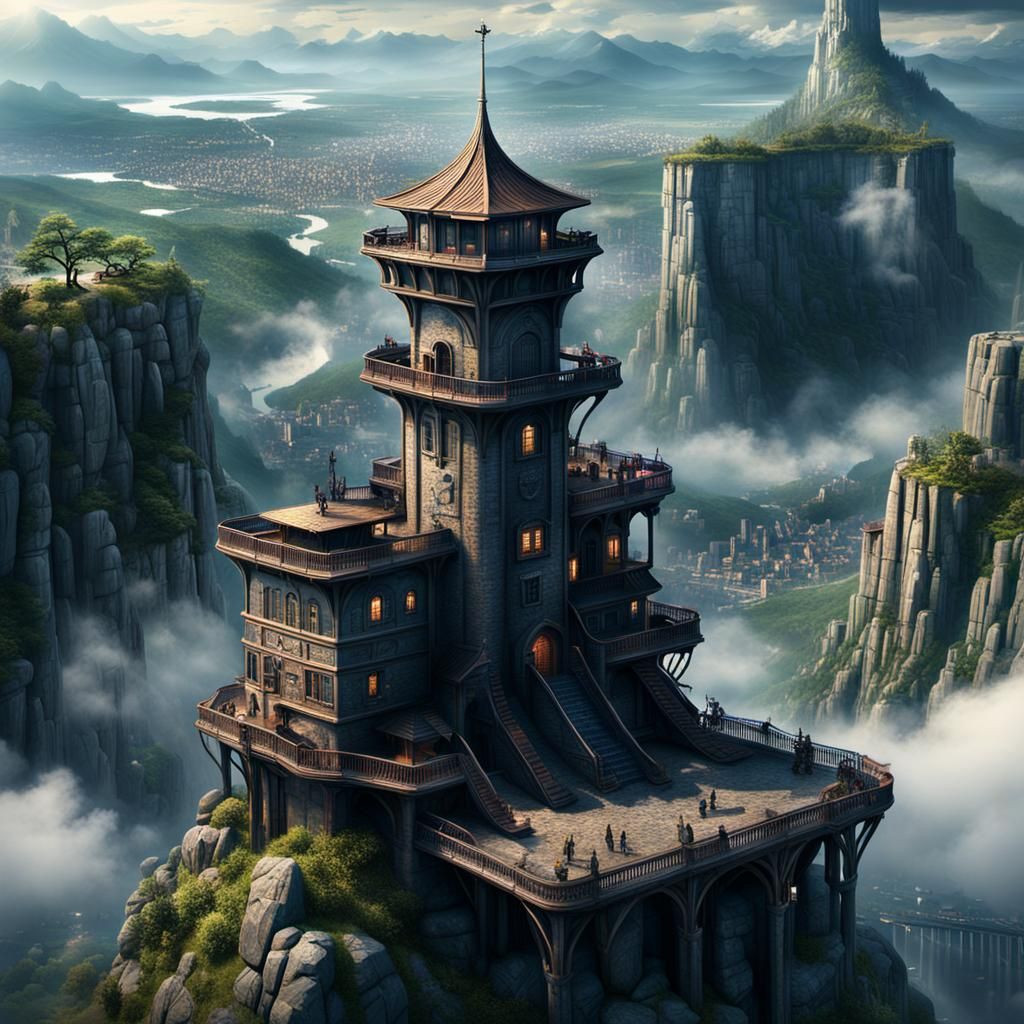 Epic Mountain City with Lookout Tower