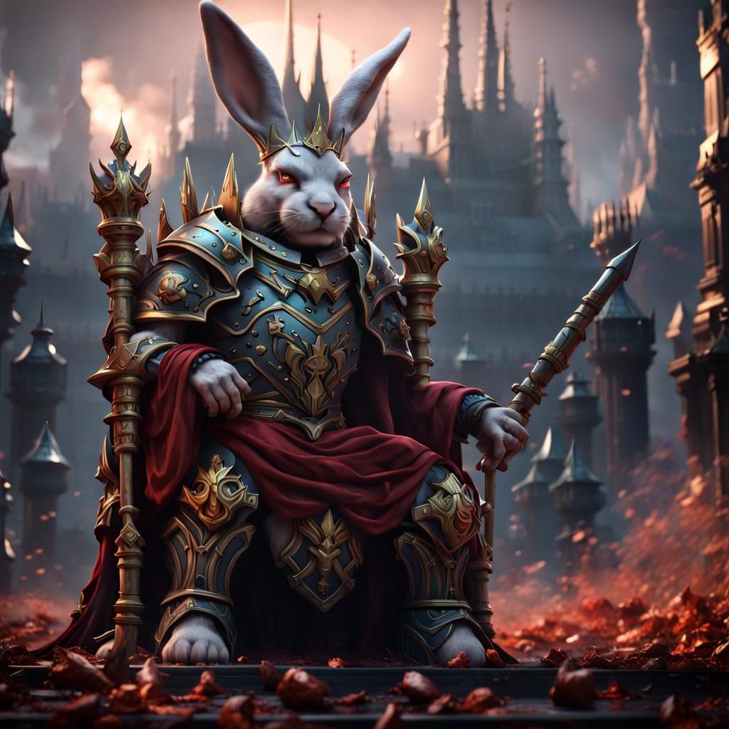 Evil Bunny King with Crown and Throne Armor