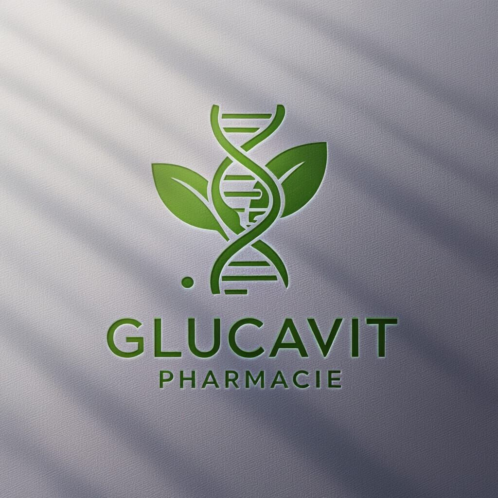 Glucavit Pharmacie Logo: Health, Science, and Modern Design