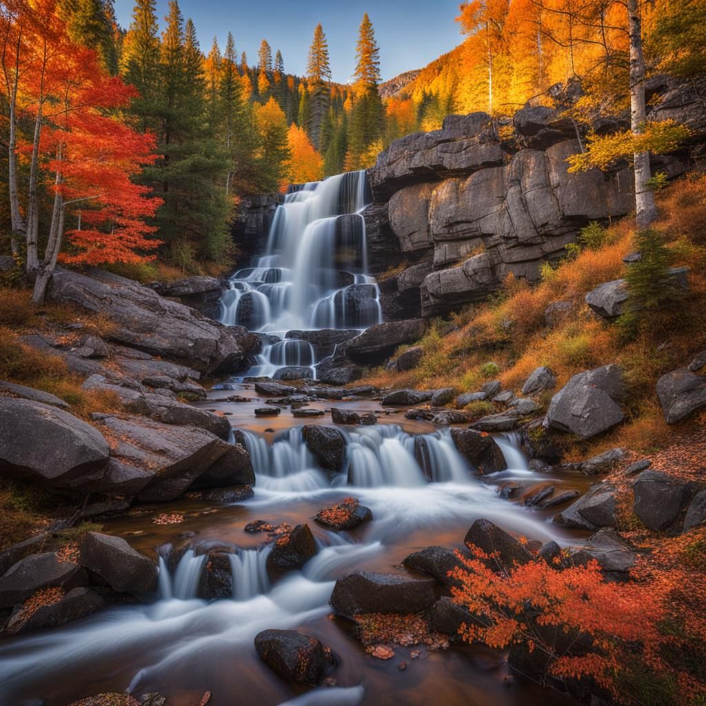 Rocky Mountain Stream at Sunrise in Autumn