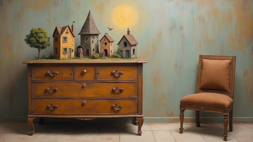 Surreal Furniture Made of Houses in Liminal Space