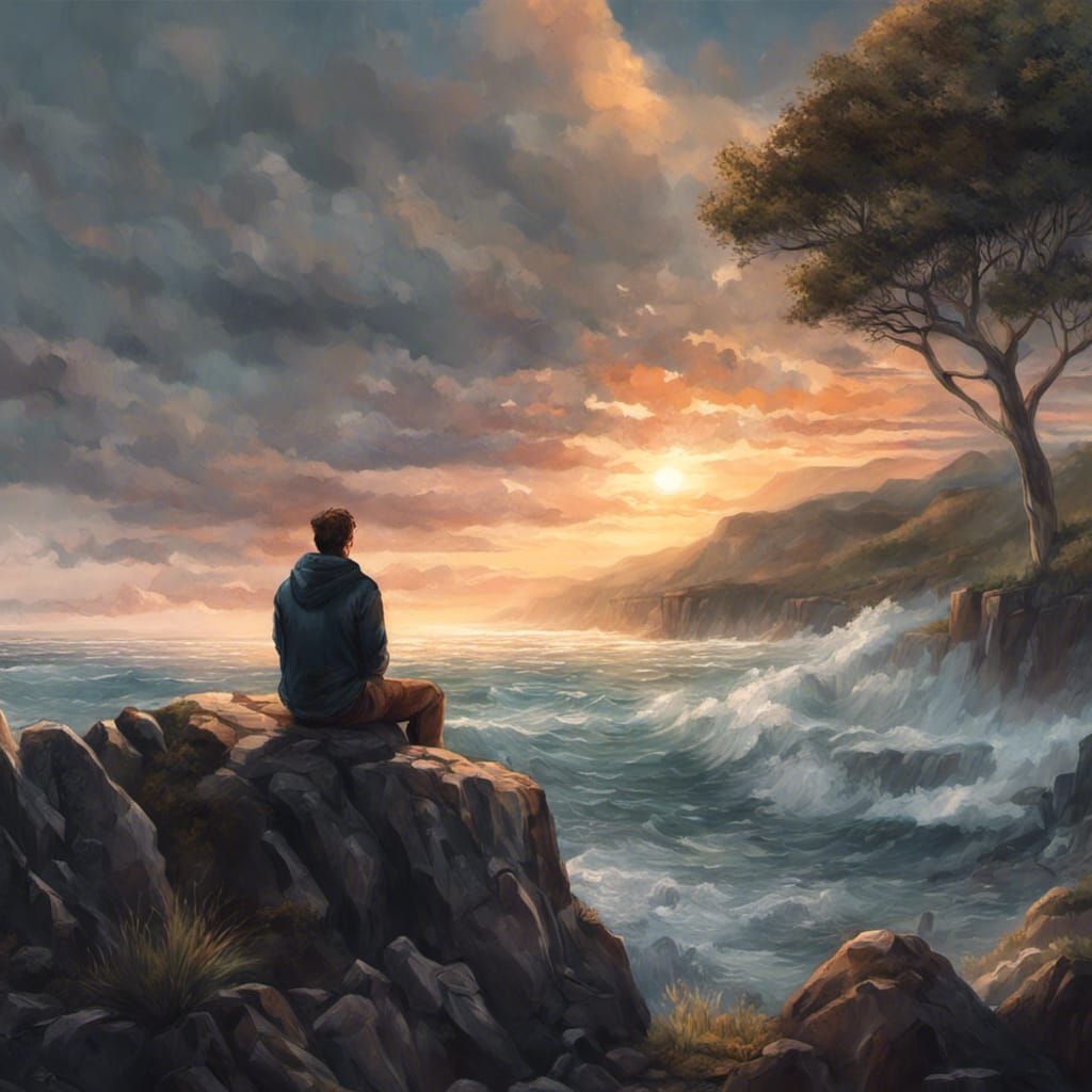 Hyperrealistic Sunrise Cliffside Scene