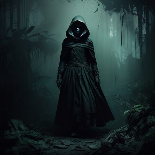 Shrouded Figure in Mysterious Alcove