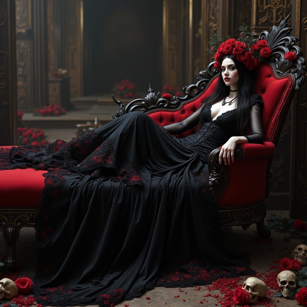 Lady Death Lounging in Art Nouveau Style