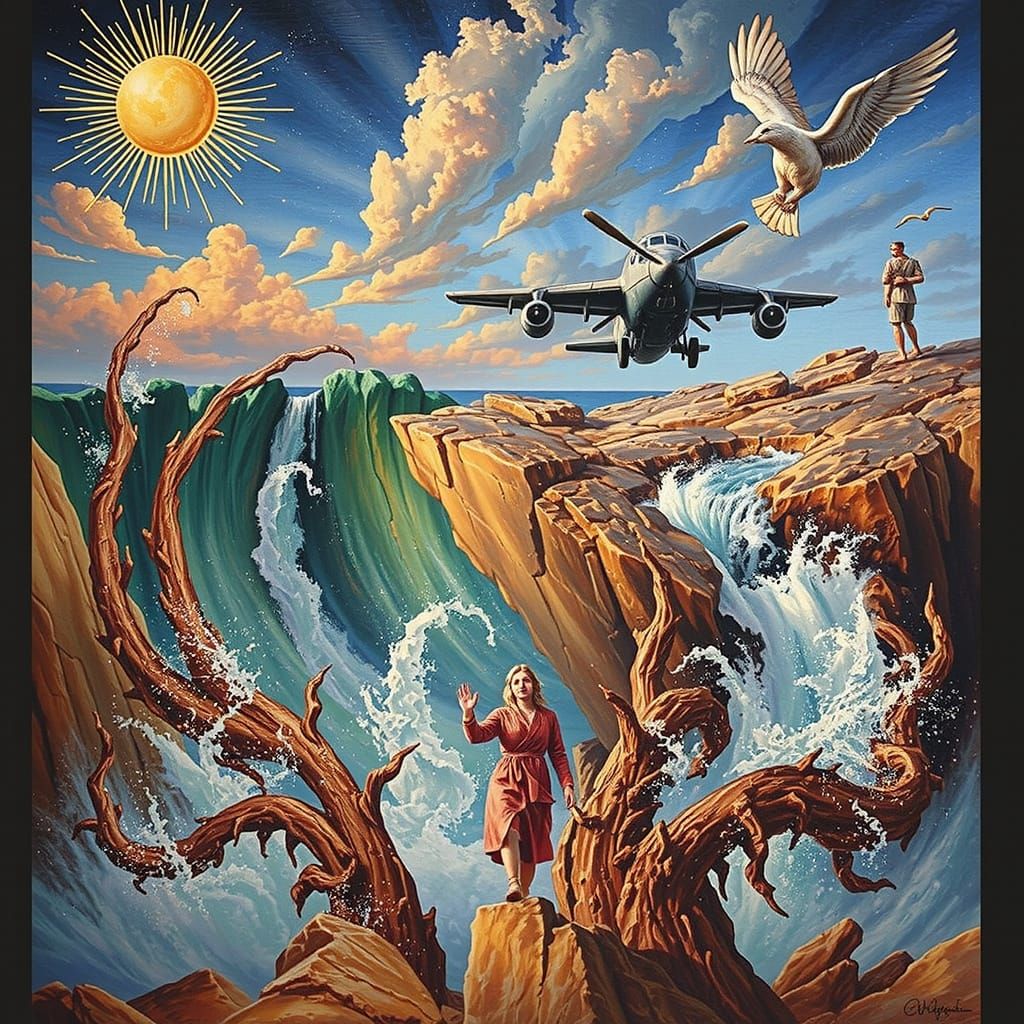 Epic Oceanic Landscape with Misty Rising