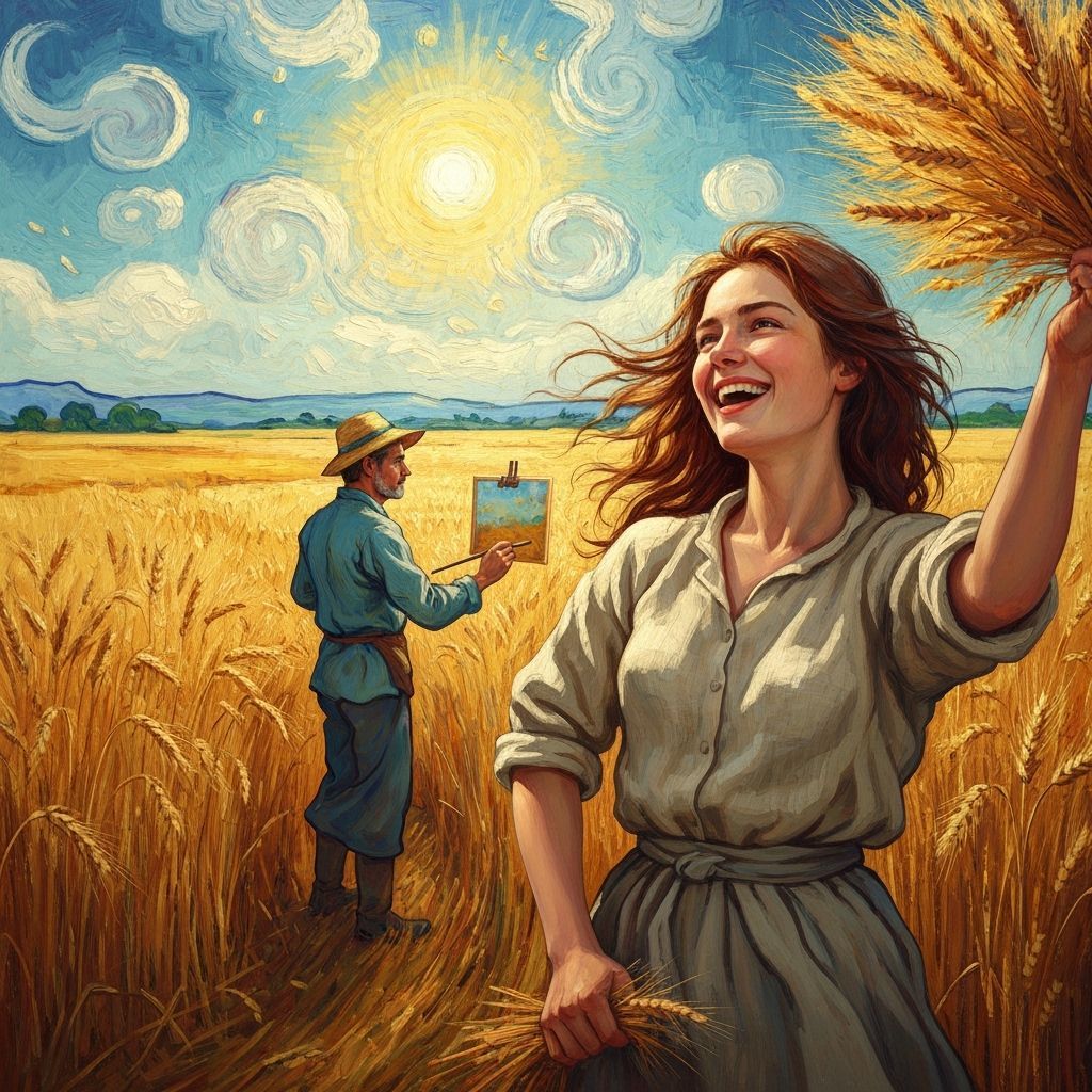 Joyful Wheat Harvest in Van Gogh Style