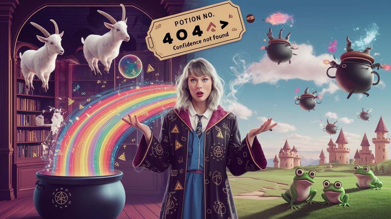 Whimsical Wizard's Chaos in a Fantastical Landscape