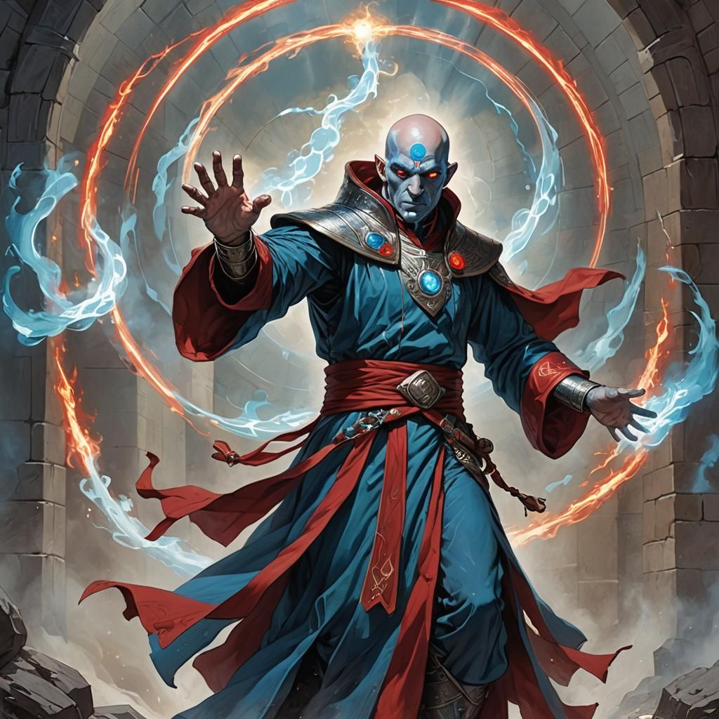 Priest Summoning Portal in Brom Fantasy Art Style
