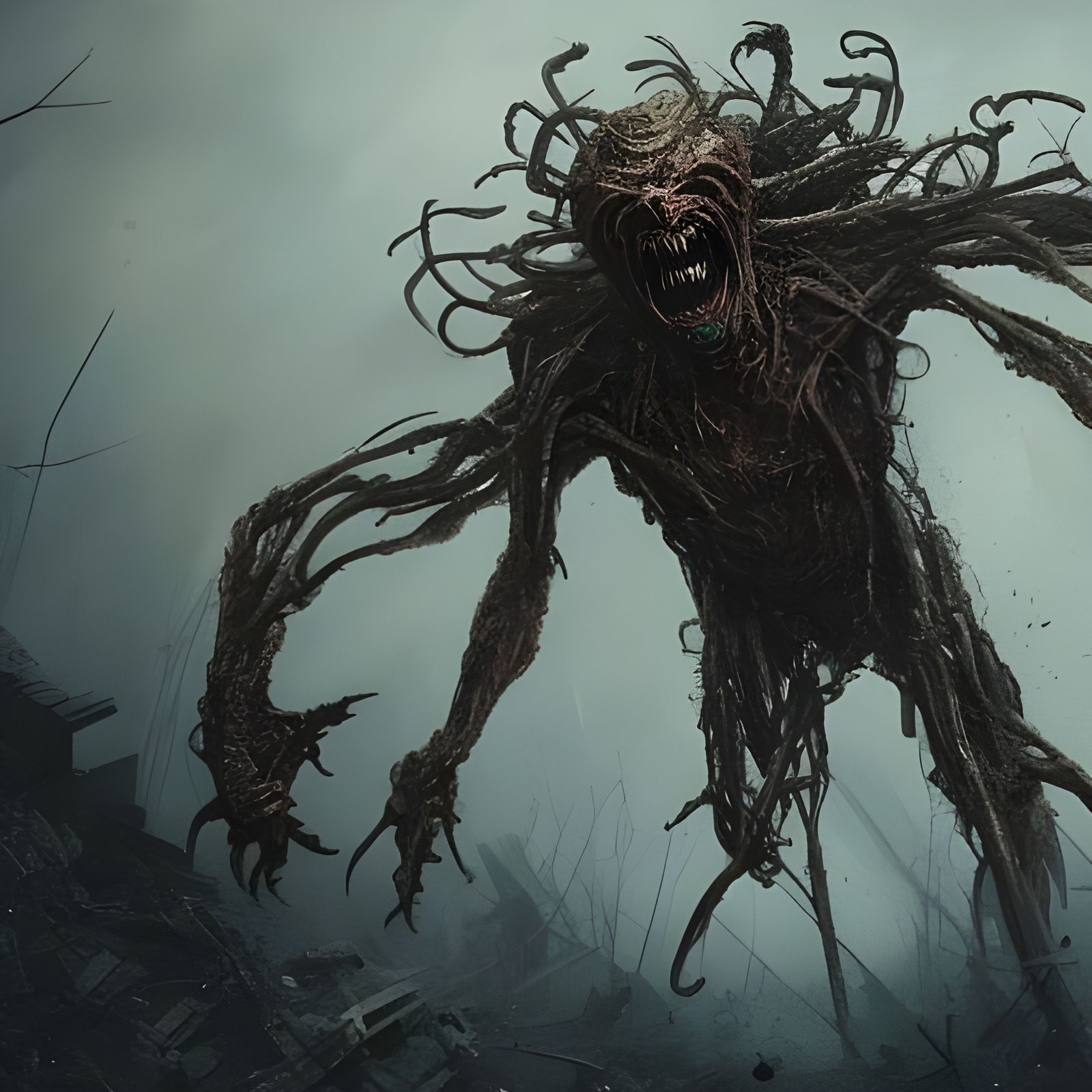 Sinister Spider Monster with Human Face