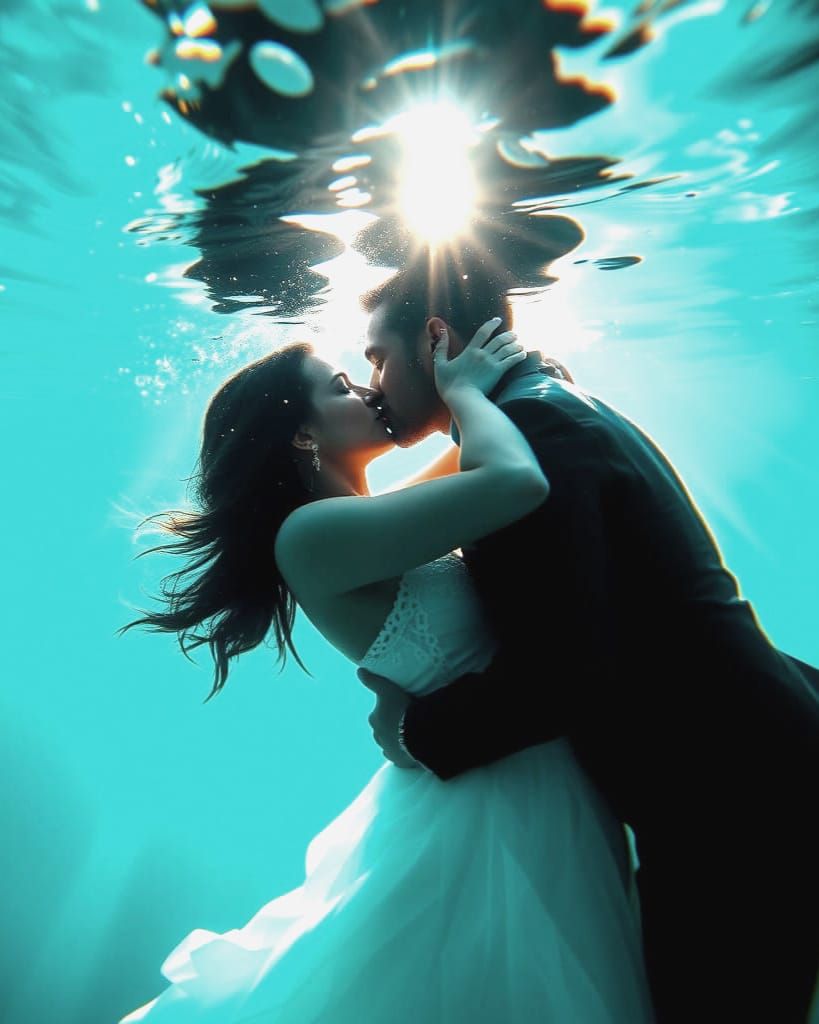 Surreal Underwater Romance Captured in Vibrant Turquoise