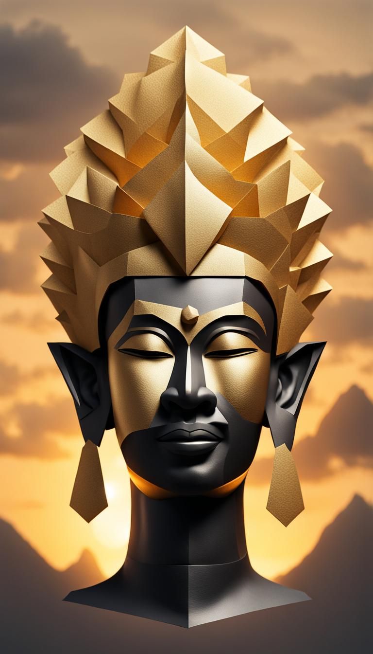 Thai Vaiśravaṇa Giant Portrait in Origami Style