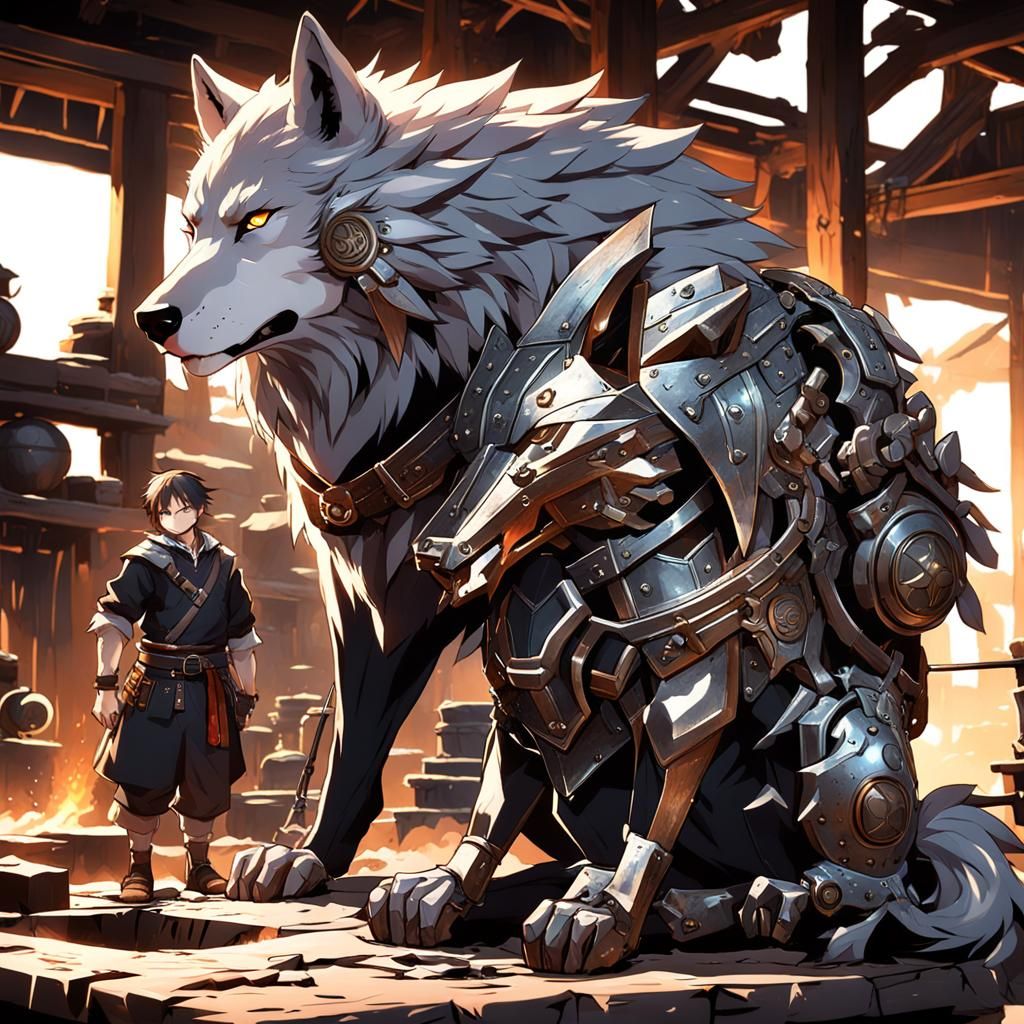 Anime Blacksmith with Wolf Features in 3D