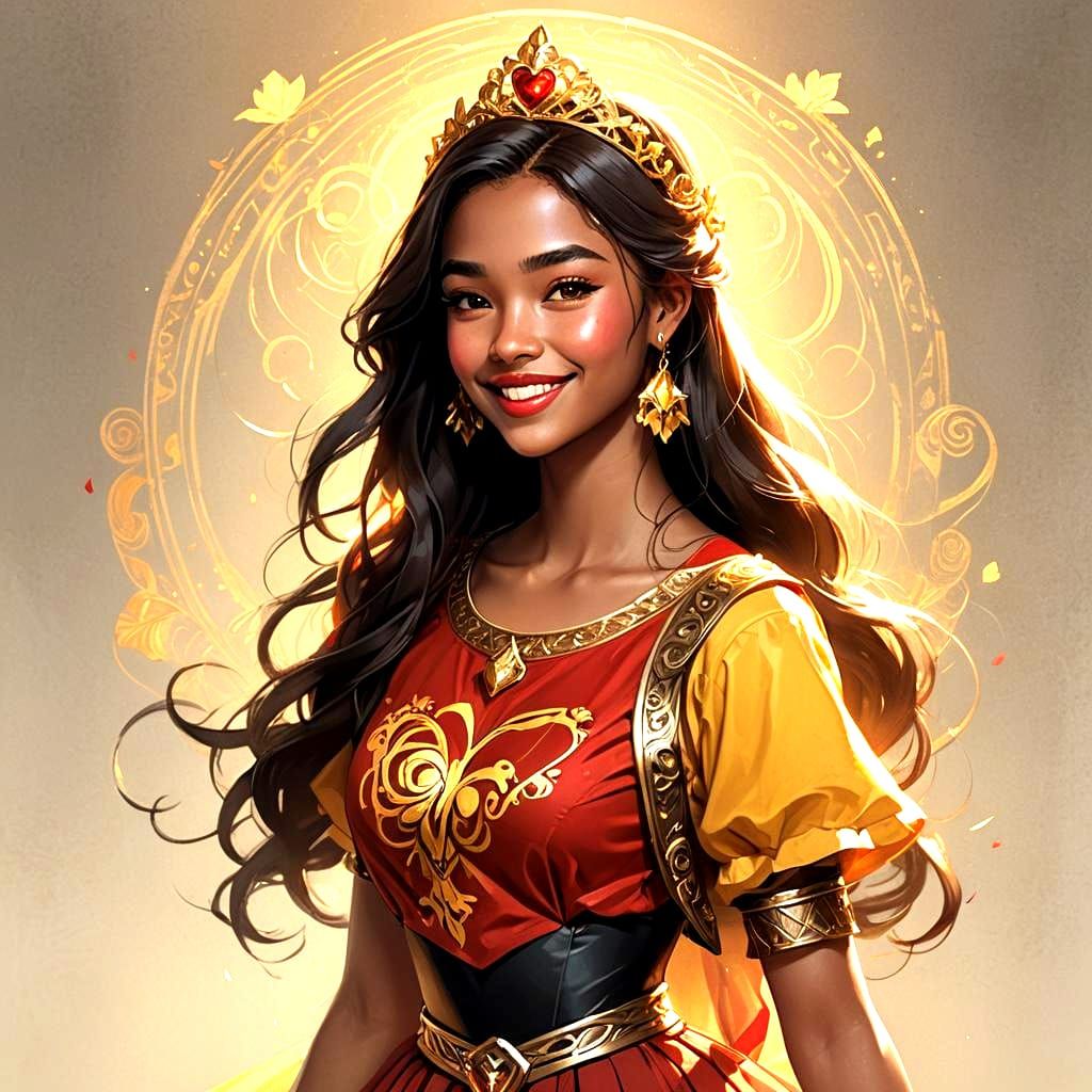 Beautiful Woman with Smile in Detailed Digital Painting